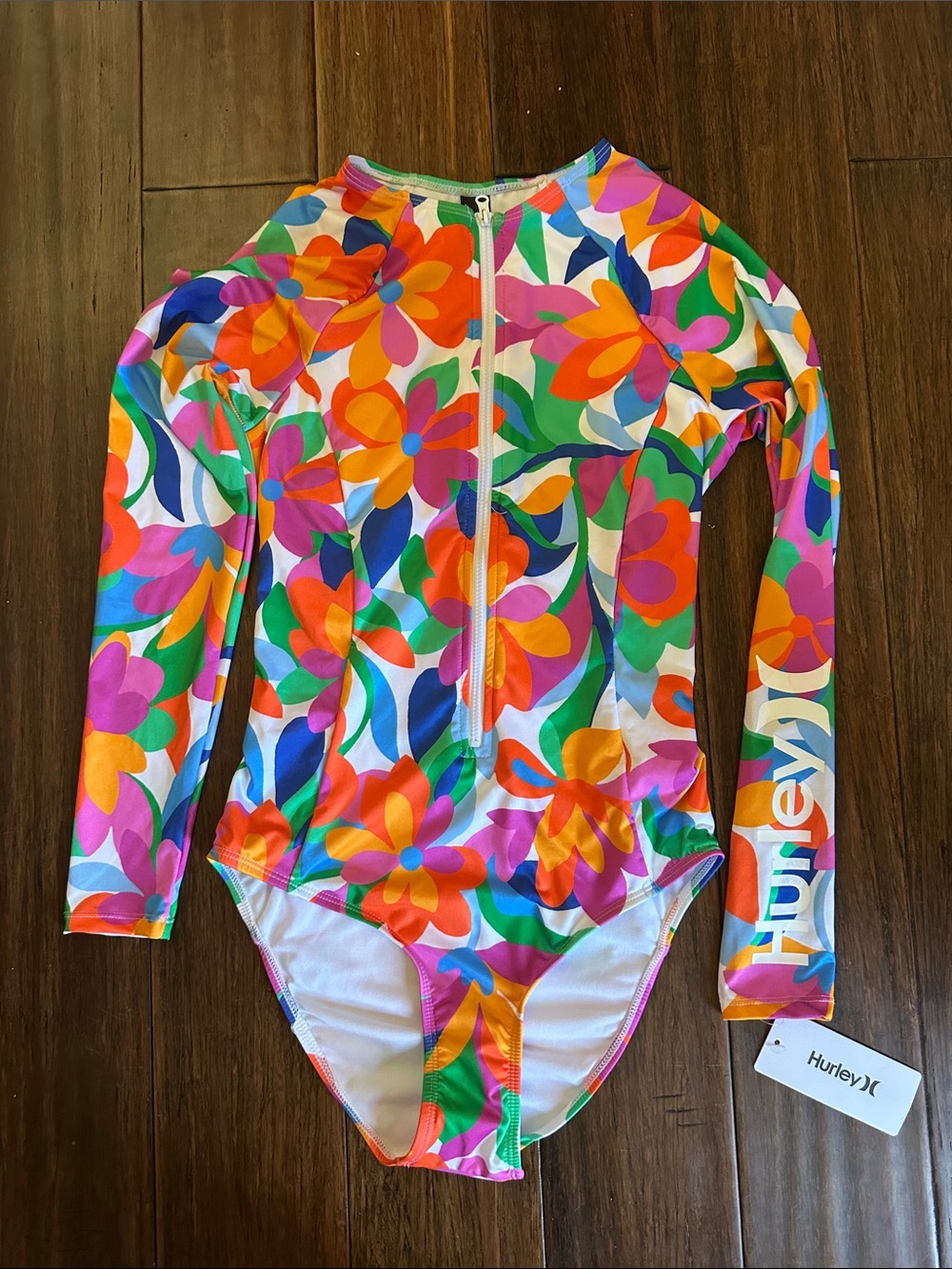 Hurley Multicolor Floral Long-Sleeve Rash Guard Swimsuit